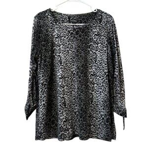 Roz & Ali Animal Print Women Blouse Size Large Lined Lightweight Business Casual